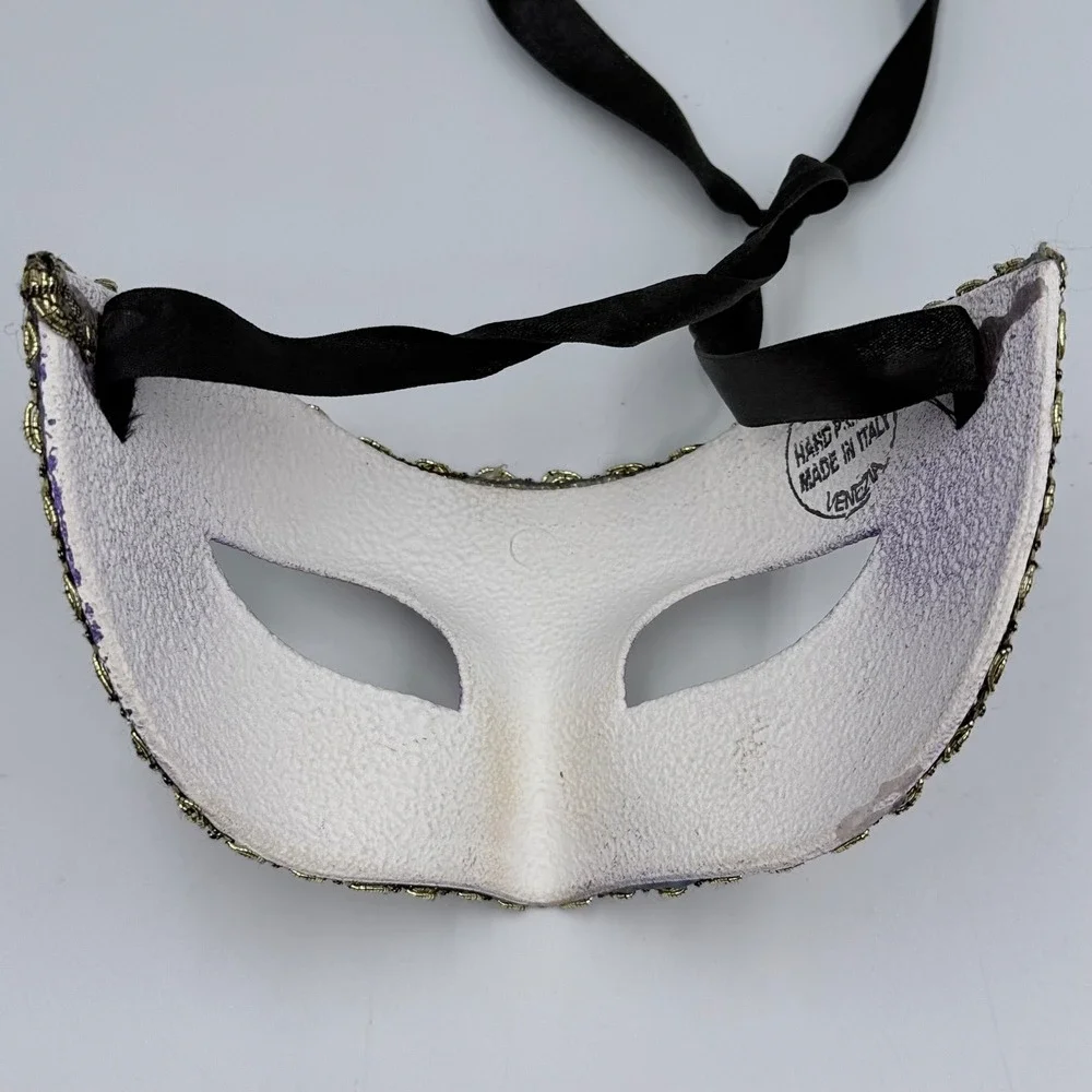 Venetian Masquerade Mask Purple Gold Hand Painted Made in Italy Venezia Eye Mask
